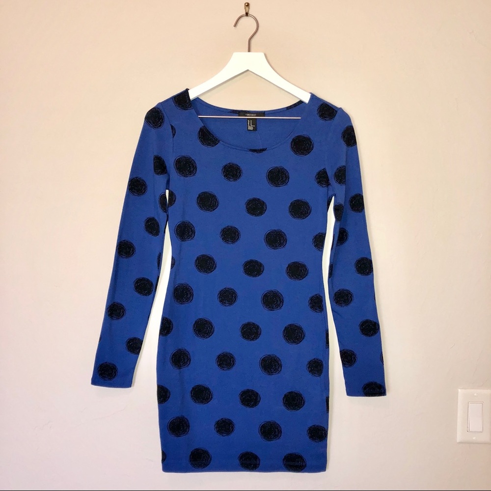 NWT Forever 21 Blue Polka Dot Dress